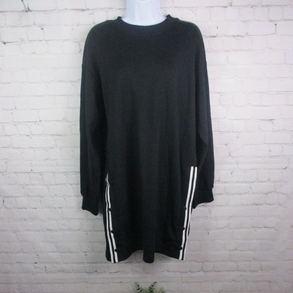 NWT Bershka Long Sleeve Snap Side Detail Jersey Sweatshirt Dress